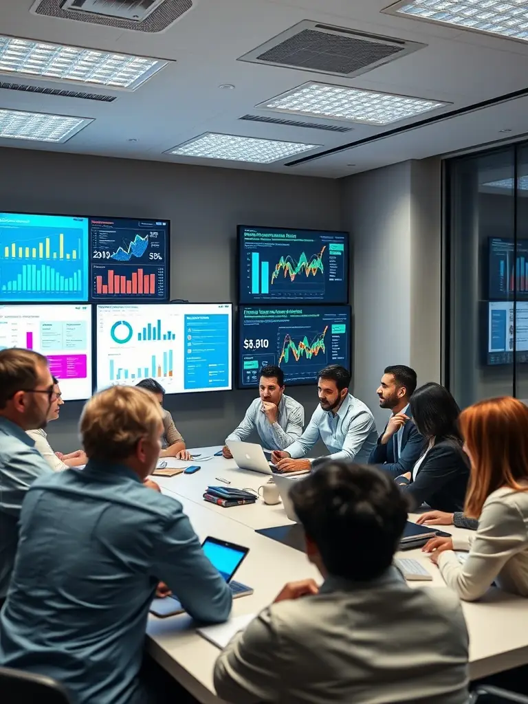 A team of consultants working on a SAP project with a client in a modern office.