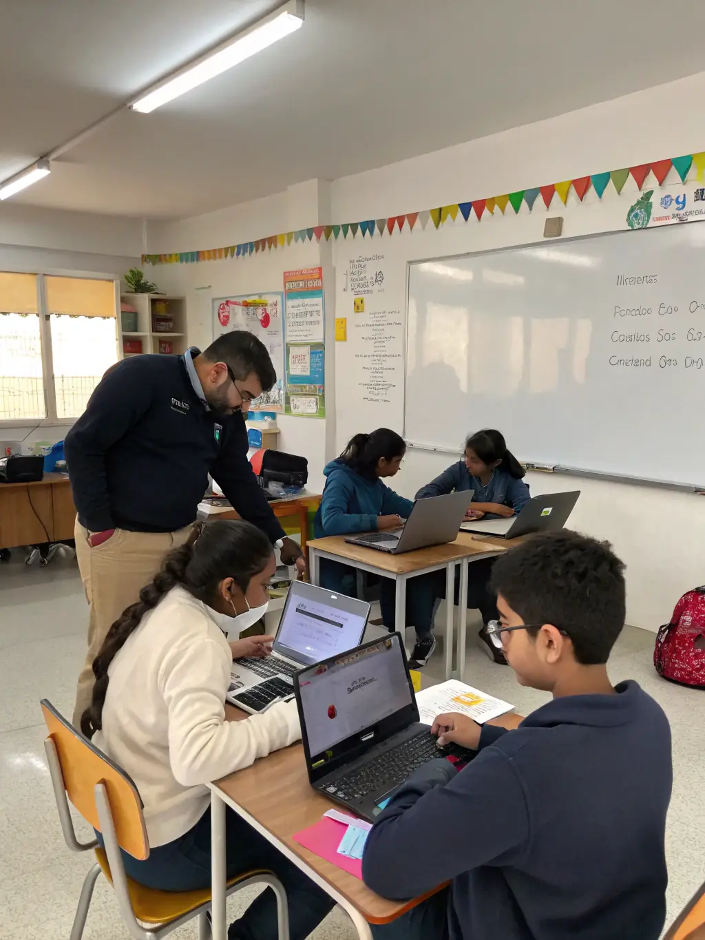 A modern classroom with professionals attentively participating in a hands-on SAP training session, digital screens displaying SAP modules, and an instructor guiding the group. The image will be used to represent JGM Academy's in-person SAP training programs.